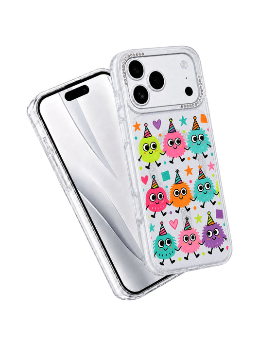 Doodle monster iPhone 17 Pro Max Case with party color and full-cover creature art