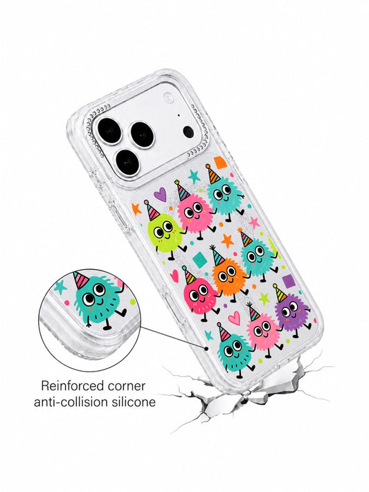 Colorful iPhone 17 Pro Max Case with cute monster art and candy tones