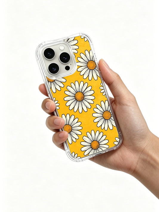 Clean yellow floral iPhone 16 Pro Max Case with simple daisies
