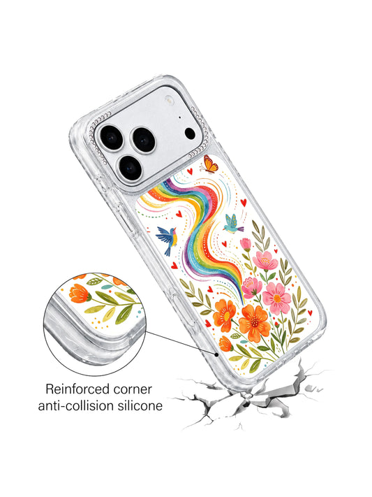 Rainbow Pinwheel iPhone 17 Pro Case with Wind Garden Art