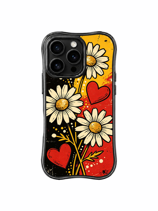 Sunflower Punk Daisies Wavy Black Wavy MagSafe iPhone 16 Pro Case PhoneCasing for iPhone 16 Pro case