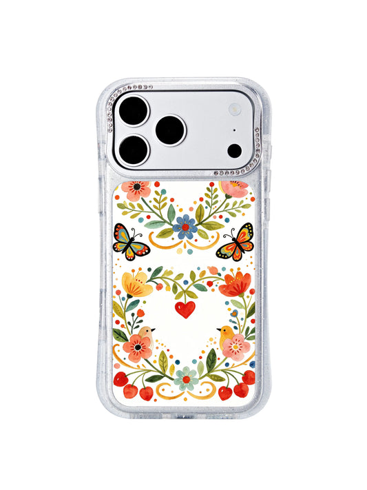 Joyful iPhone 17 Pro Case With Soft Botanical Hearts by PhoneCasing