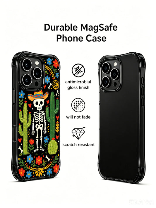 Western skeleton iPhone 16 Pro Max Case with floral folk art