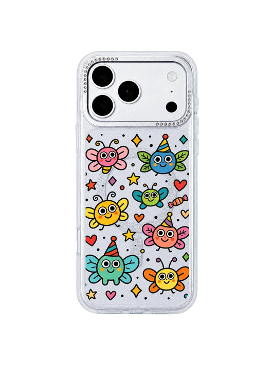 Glitter iPhone 17 Pro Max Case With Winged Bug Characters by PhoneCasing