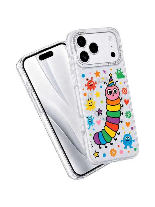 Rainbow Caterpillar iPhone 17 Pro Max Case with Cute Art