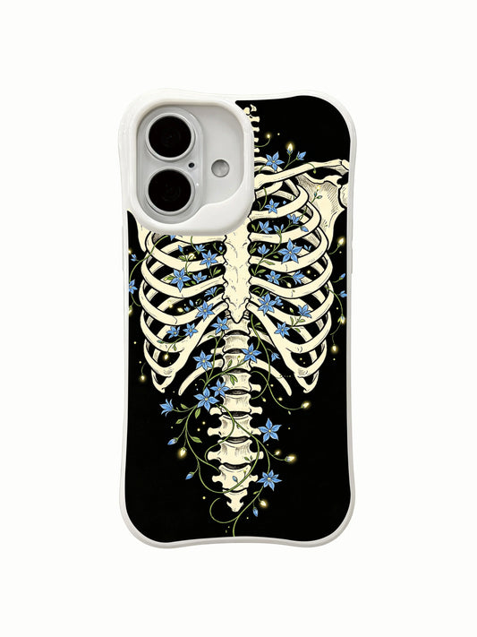 Negative space starflower iPhone 16 Case with gothic bone floral design