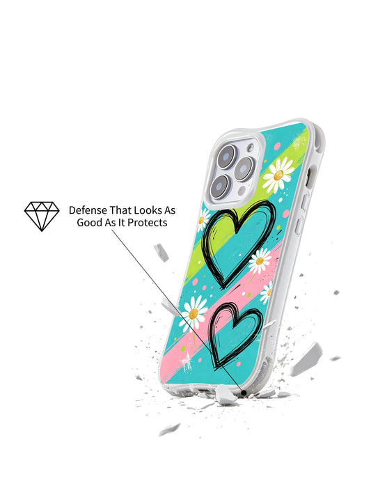 Cute floral iPhone 16 Pro Case with retro punk journal stripe art