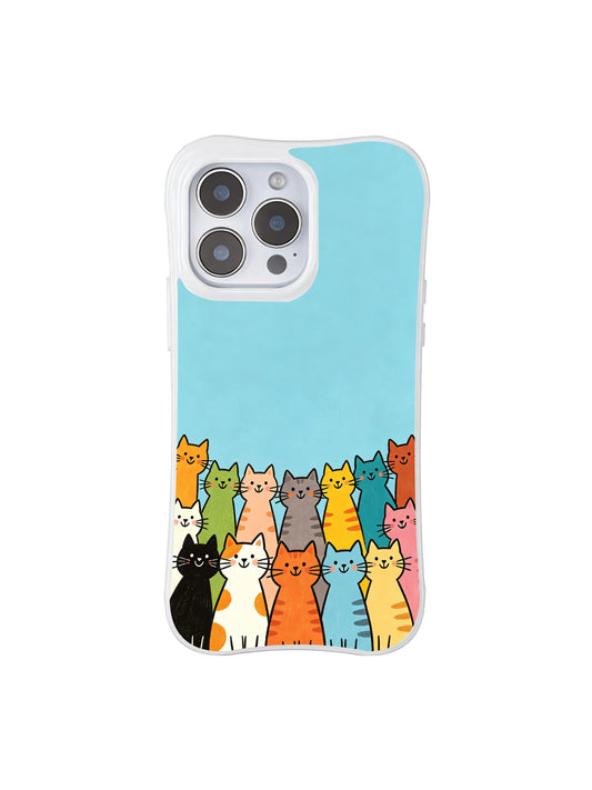 Sky cat choir iPhone 16 Pro Max Case with colorful feline artwork