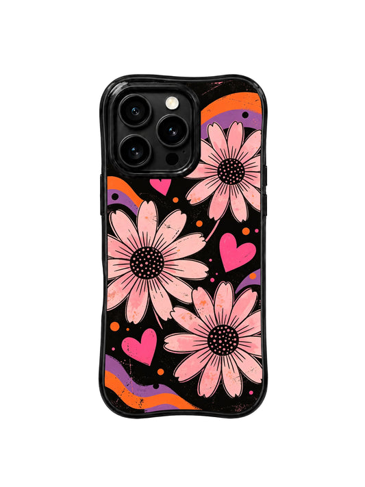 Wavy floral iPhone 16 Pro Case with lavender tangerine ribbon art