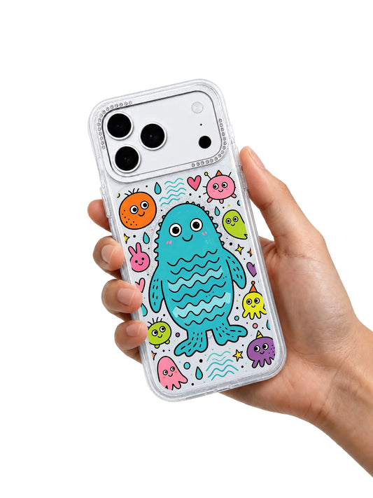 Coastal creature iPhone 17 Pro Max Case with blue sea character artwork