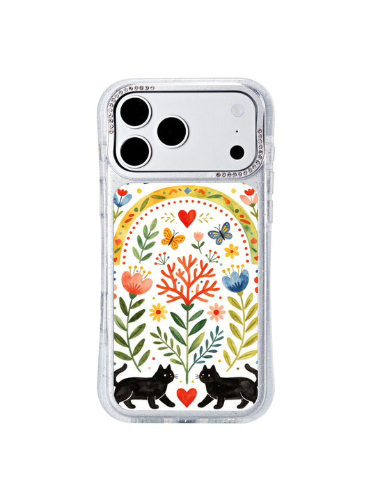 Glitter iPhone 17 Pro Case - Birds Through Colorful Arch Folk PhoneCasing for iPhone 17 Pro case