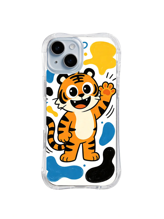 Color Splash Tiger Wave pattern on a clear iPhone 13 case by Kito Bramble