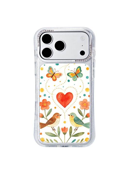 PhoneCasing Aurelia Finch Butterflies Flying To Red Heart Floral Hourglass Case | Fits iphone 17 pro