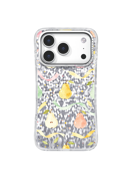 Ribbon Pear Serenade iPhone 17 Pro Case – Coquette Fruit Art