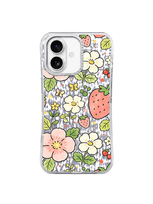 Strawberry Blossom Garden artwork gallery view 1 on an iPhone 17 case