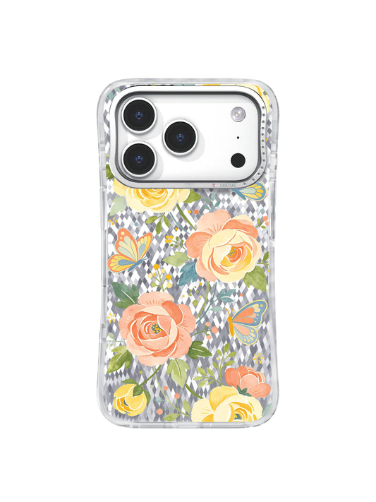 Buttercup Moth Parade iPhone 17 Pro Case – Floral Art