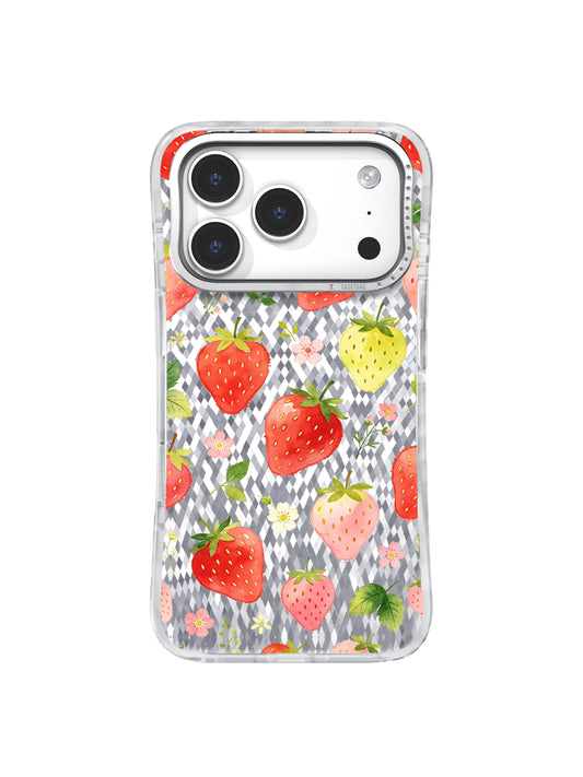 Wildflower Strawberry Meadow iPhone 17 Pro Case – Cottagecore Strawberry Art