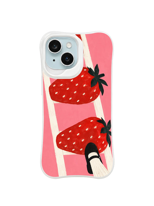 First Strawberry Rung pattern on rose pink for The Strawberry Ladder iPhone 13 Case