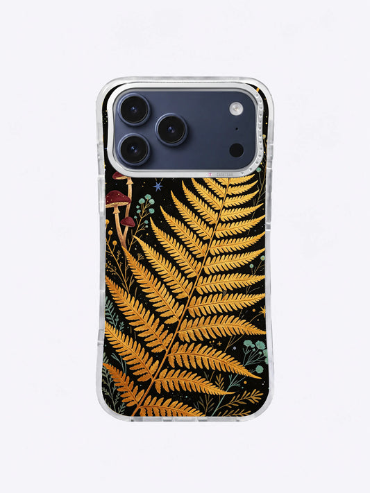 Golden Fern Constellation iPhone case, Golden Frond Star Path pattern