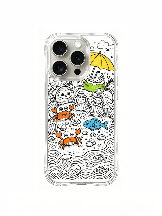 Cute whimsical tropical island creature doodle iPhone 15 pro Case from PhoneCasing, original Nico Scribble hand-drawn artwork printed on scratch-resistant premium phone casing, trendy playful cartoon phone cover for US young shoppers.