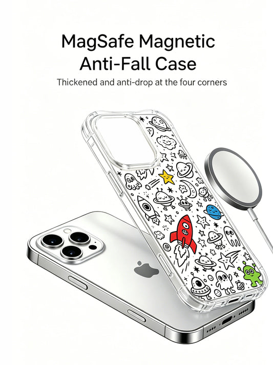 Relaxed interstellar village chatting scene iPhone 15 pro Case, slim transparent phone casing, all-season wearable art phone cover sold by PhoneCasing.