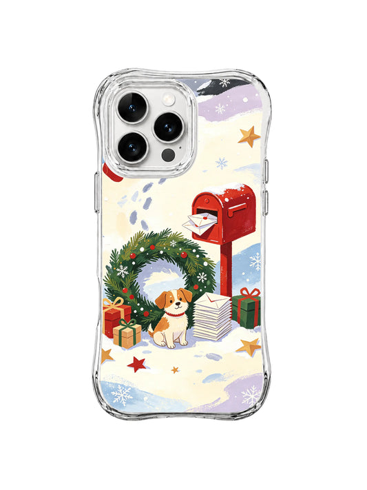 Fir Wreath Letter Guard Christmas dog iPhone 15 Pro case