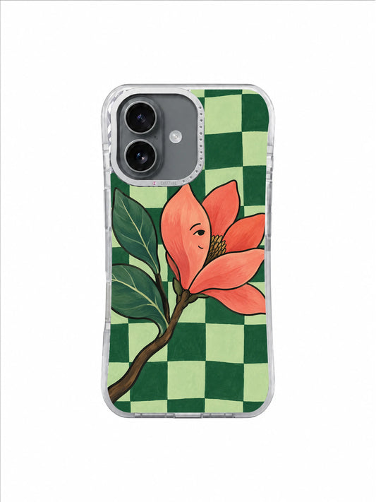 Coral Magnolia Stand pattern on an iPhone 17 case by Marnie Bellwick
