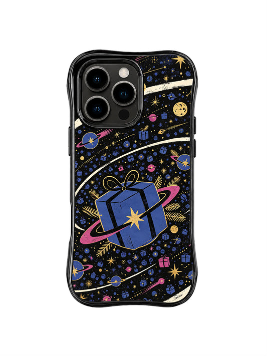 Midnight Parcel Cosmos blue and black gift-orbit iPhone 14 Pro case by Elara Voss