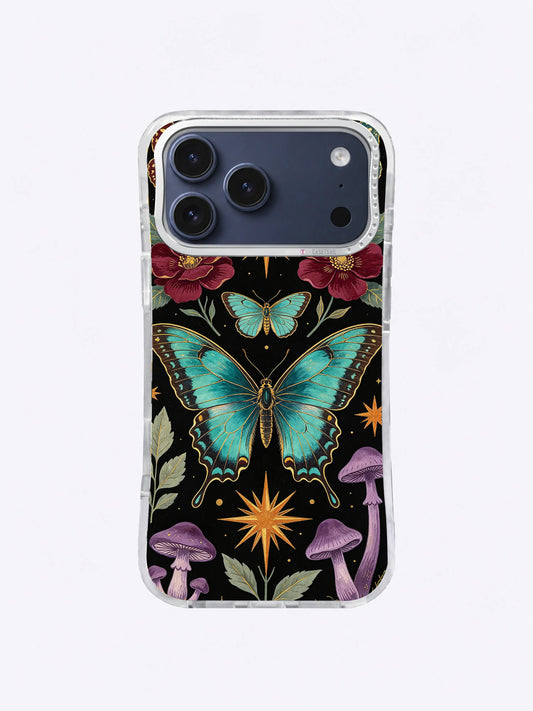 Night Butterfly Cabinet iPhone case, Turquoise Rose Night Flight pattern