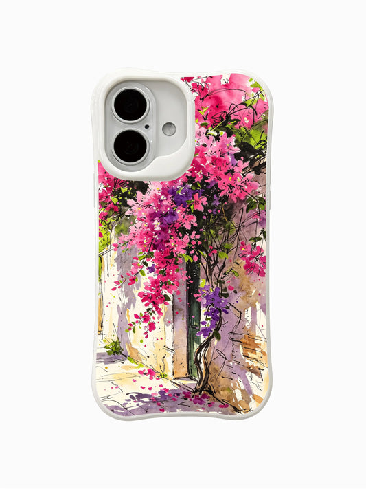 PhoneCasing Capri Bougainvillea fine art iPhone 16 Case, original watercolor illustration by artist Matisse Dufré