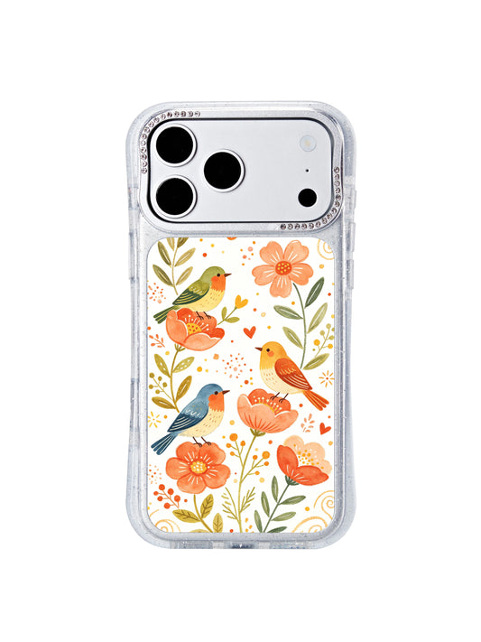 PhoneCasing unique inspirational birthday gift iphone 17 pro Max casing featuring Aurelia Finch’s Garden Freedom Chime growth art for floral, bird and freedom motif loving women.