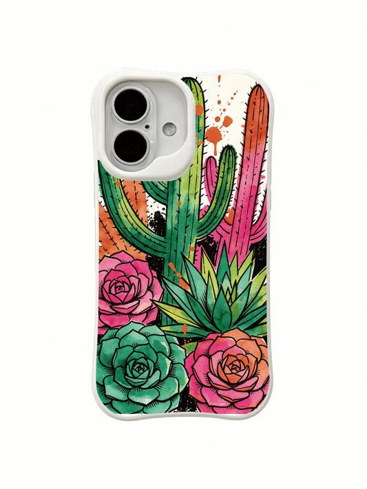 PhoneCasing hand-drawn cactus iPhone 16 Case, premium crafted wearable art