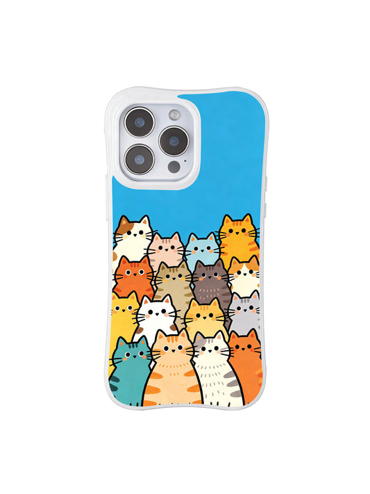PhoneCasing iPhone 16 pro max clear case featuring a cheerful "cat crew" group photo design, perfect for adding daily joy to your device.