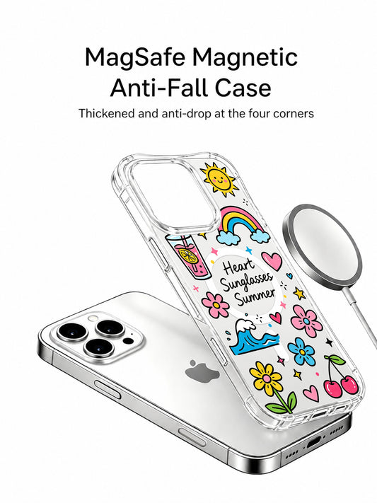 PhoneCasing iPhone 16 Pro Max - MagSafe Compatible Summer Rainbow Print, Anti-Drop Protection
