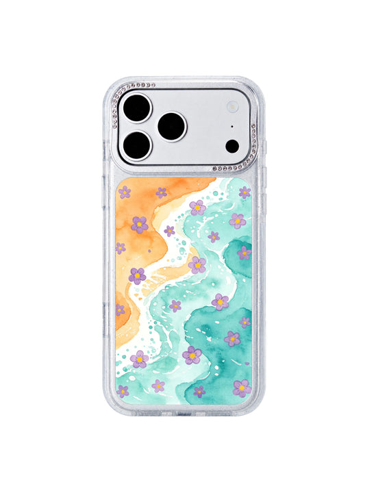 Black dot jam declaration PhoneCasing iPhone 17 Pro Max case with magenta passion bands, sunny yellow optimism, cyan calm and solid black determination dots by artist Lila Marrow