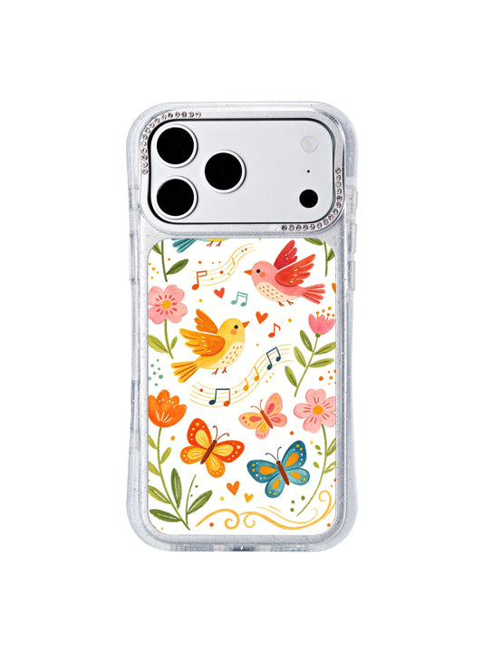 PhoneCasing unique birthday gift idea iphone 17 pro Max casing featuring Aurelia Finch’s lively three birds waltz artwork for art lovers and cheerful nature enthusiasts.