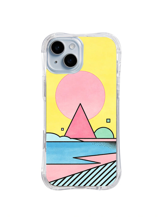 Pink Echo Horizon iPhone 15 case front artwork view