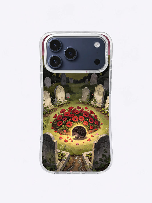Hedgehog Poppy Circle gothic floral iPhone case