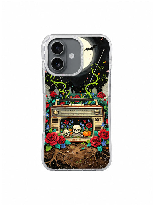 Moon Halo Rose Radio artwork on The Garden Frequency iPhone 17 Case