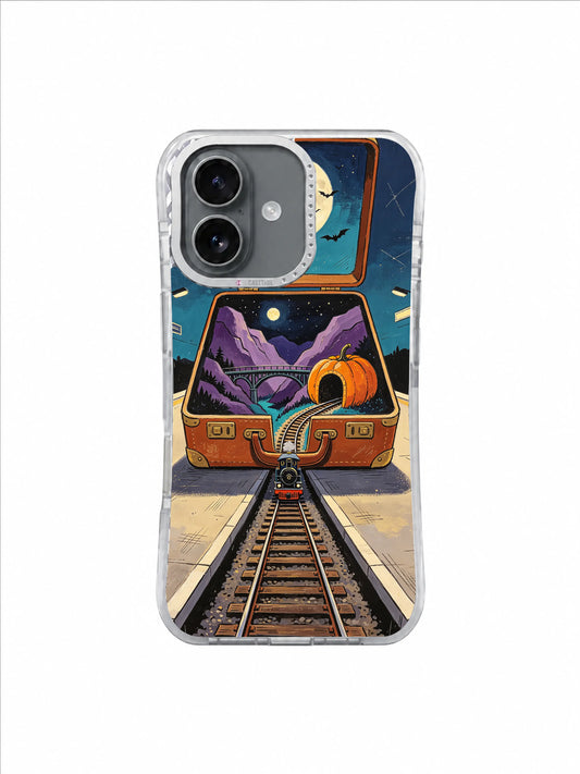 Moonlit Suitcase Railway artwork on The Suitcase Night Line iPhone 17 Case