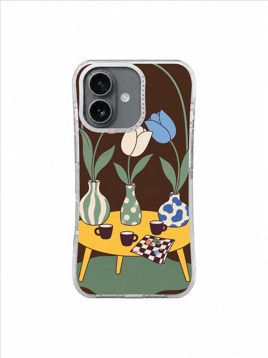 Checker Napkin Council tulip artwork on an iPhone 17 case by Mila Vardon