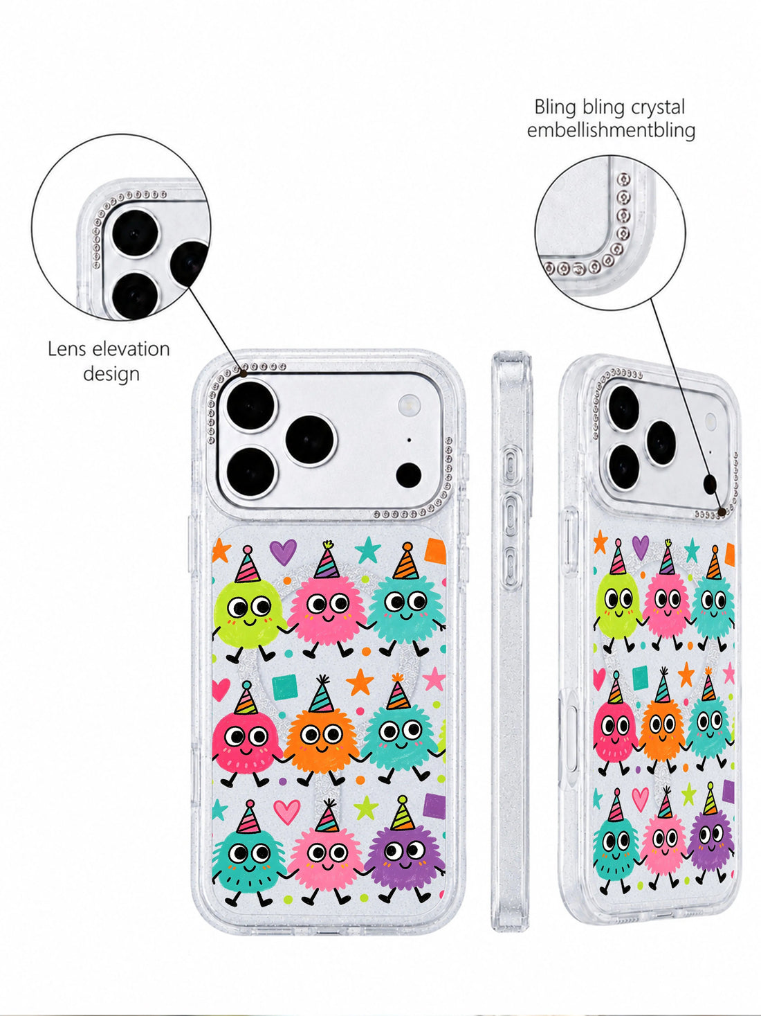 Joy iPhone 17 Pro Max Case with candy monster parade and playful bright art