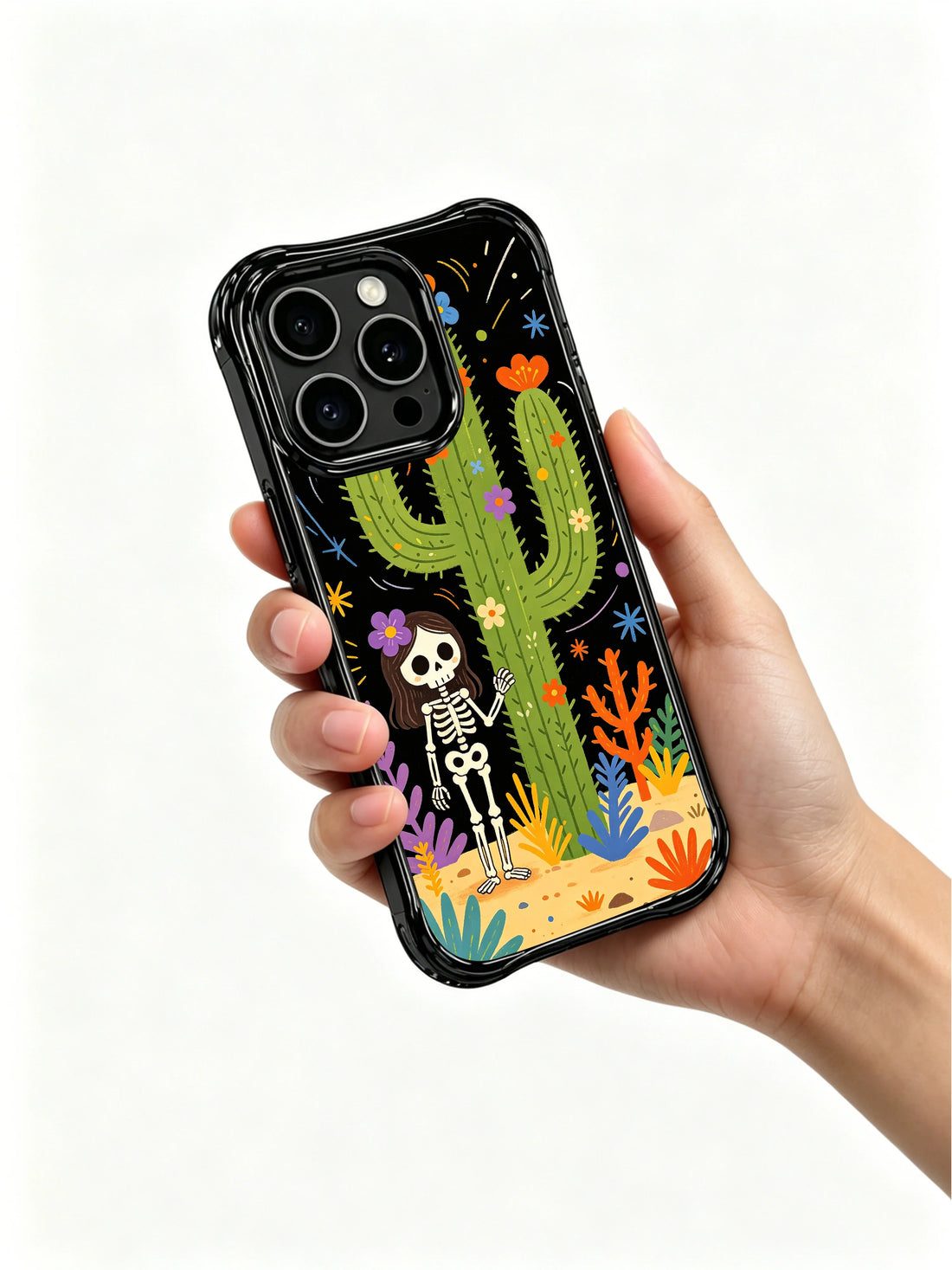 Aesthetic skeleton girl iPhone 16 Pro Max Case with desert bloom details