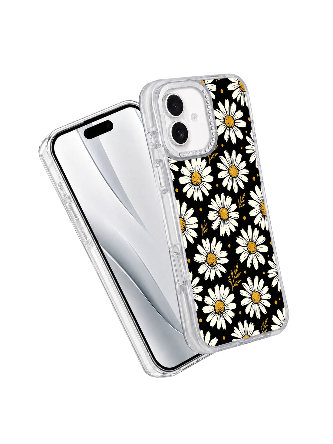 Midnight flower dots iPhone 17 Case with aesthetic floral art