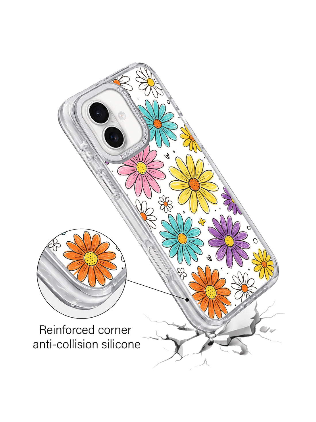 Joy iPhone 17 Case with Rainbow Floral Sketch Style