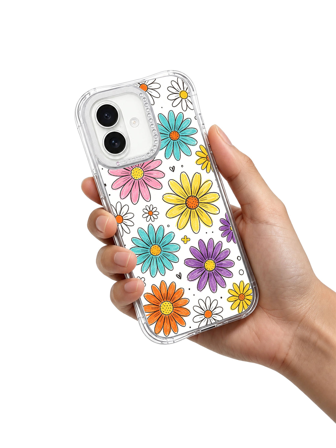 Aesthetic iPhone 17 Case with Hand Drawn Daisy Color
