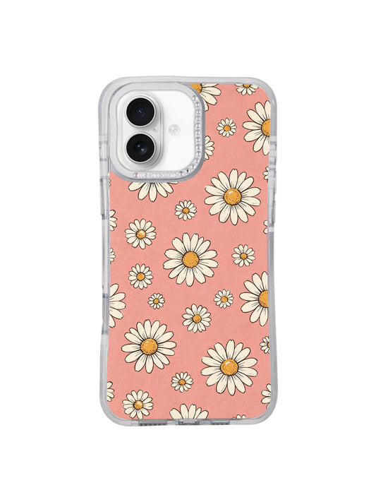 Cute iPhone 17 Case with vintage pink daisy print