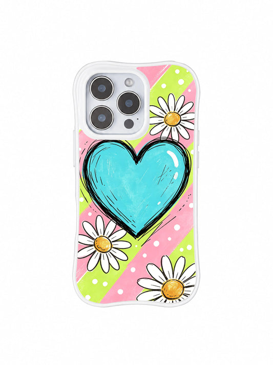 Pastel Daisy Heart Sketch Wavy MagSafe iPhone 16 Pro Case PhoneCasing for iPhone 16 Pro case