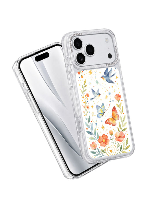 Butterfly garden iPhone 17 Pro Case with star dot floral art