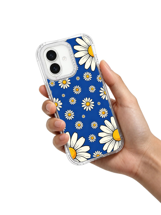 Joyful big daisy iPhone 17 Case with blue field art and fresh floral expression